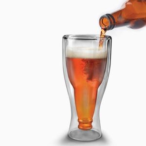 Fred Hopside Down Beer Bottle Glass